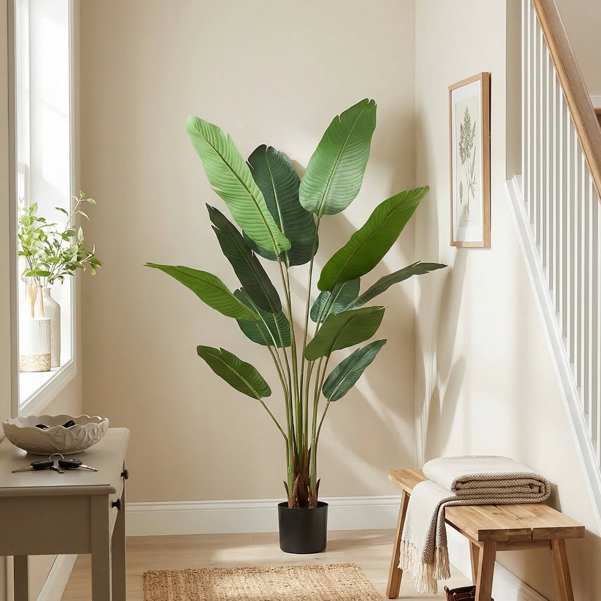 Easy4Home 4.6FT Artificial Plant Fake Tropical Palm Tree Potted Indoor Faux Floor Plant for Home Office Decor