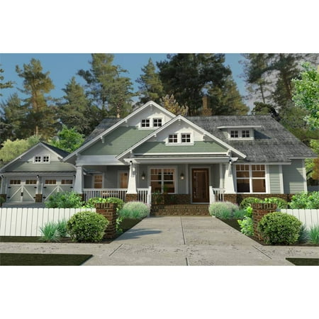 The House Designers: THD-5517 Builder-Ready Blueprints to Build a Bungalow Cottage House Plan with Slab Foundation (5 Printed Sets)
