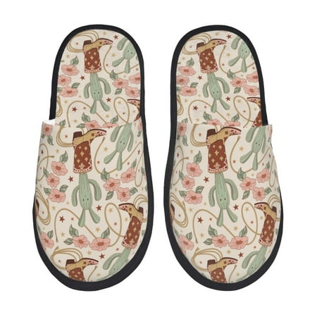 

Adobk Floral Cowboy Boots Print Slippers Indoor Outdoor Retro Slippers House Soft Fluffy Slides Cushion Furry Slippers-