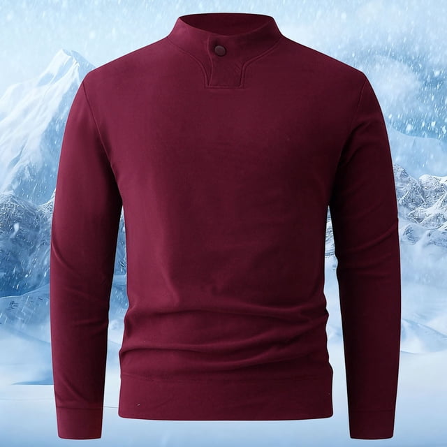 Chandail en Molleton Sans Capuche Doublé Couleur Unie pour Hommes avec Confort Doux Chaleur Hiver Haut Décontracté Col Rond pour Automne Extérieur Intérieur