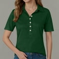 thumbnail image 2 of vigerkar Women's Short Sleeve Polo T-Shirt - Casual Button-Up Loose Fit Top for Summer Comfort Style Green, XL, 2 of 6
