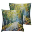 thumbnail image 2 of Acheng Birch Tree Square Throw Pillow Covers Oil Painting Art Abstract Forest Woodland Nature Sunshine Green Brown White Soft Cozys Decor Washable,Set of 2 White, 2 of 6