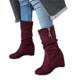 thumbnail image 3 of PEASKJP Womens Booties Chunky Block Heel Seam Mid Calf Booties,Red 42, 3 of 5
