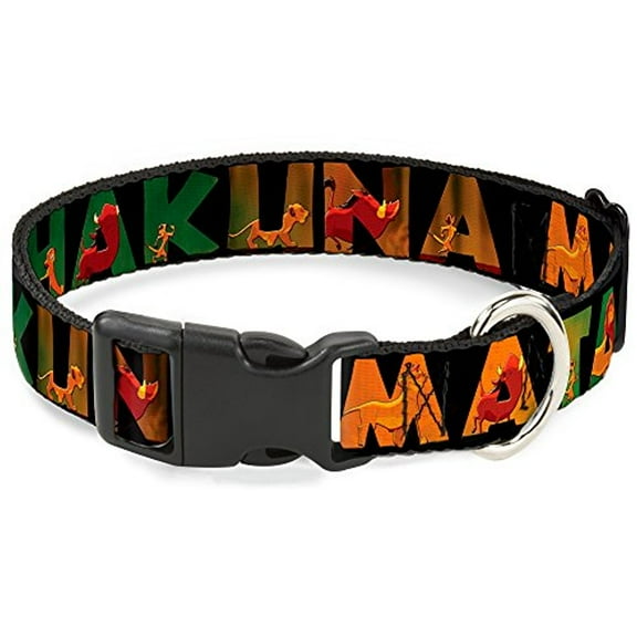 Buckle-Down Hakuna Matata Black Lion King Scenes Disney Breakaway Plastic Clip Collar, Narrow-Large