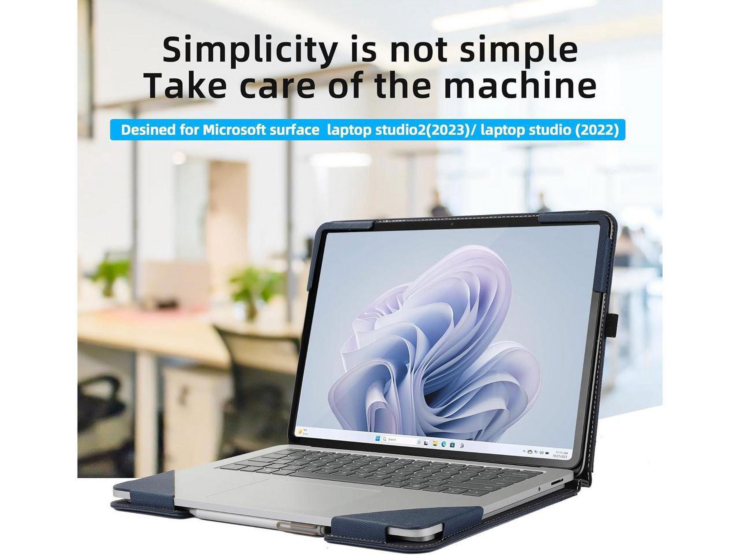 Laptop Case for 14.4 inch Microsoft Surface Laptop Studio 2 2023 / Studio 2022 Protective Cover Shell with Pencil Holder PU Leather Hard Folio Cover