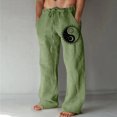 thumbnail image 1 of Timeless Linen Print Drawstring Trousers for Everyday Wear with Pockets Light Breathable Loose Fit Suitable for Daily Activities and Outdoor Adventures, 1 of 3