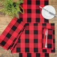 thumbnail image 3 of Franklin Buffalo Check Gingham Plaid Woven Black And Red Placemats Set of 4, 13" x 19", 3 of 5