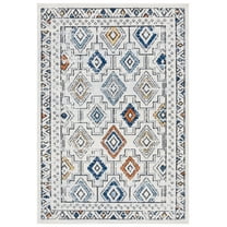 SAFAVIEH Tulum Elouise Oriental Area Rug, Ivory Grey/Blue Rust, 5'5" x 7'7"
