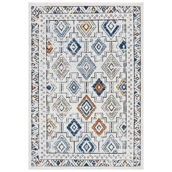 SAFAVIEH Tulum Elouise Oriental Area Rug, Ivory Grey/Blue Rust, 5'5" x 7'7"