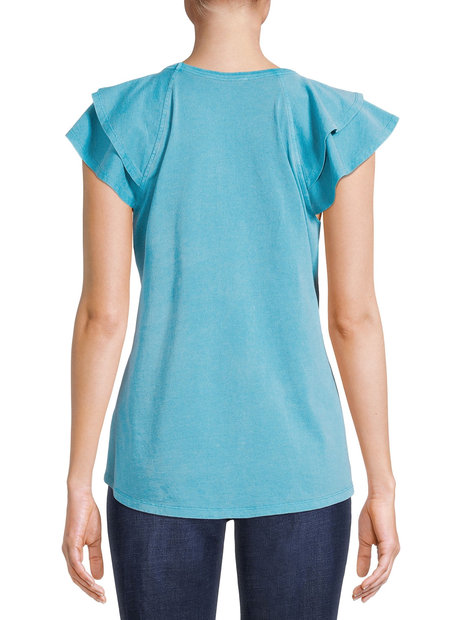 Time and Tru Women's Flutter Sleeve T-Shirt