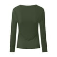 thumbnail image 5 of Povozer Womens Long Sleeve Stretch Crewneck Ribbed T-Shirt Slim Fit Casual Basic Tops(AG,M), 5 of 5