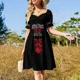 thumbnail image 4 of Vestido elegante de verano para mujer con mangas cortas y diseño de caballo mágico, 4 of 7