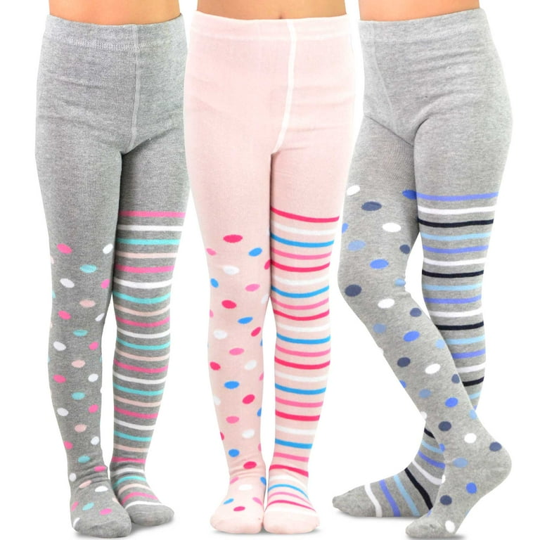 TeeHee Kids Girls Fashion Cotton Tights 3 Pair Pack (6-8 Years