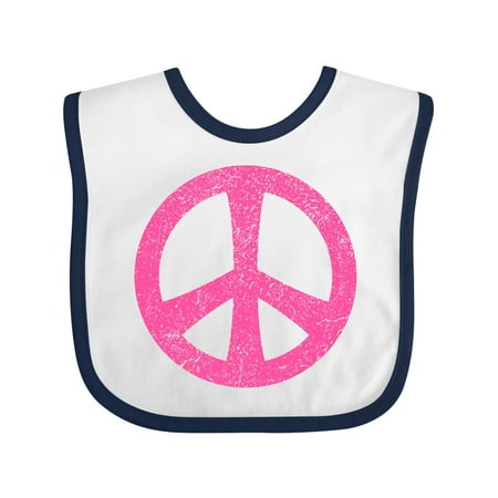 

Inktastic Peace Sign Pink Retro Gift Baby Girl Bib