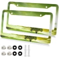thumbnail image 2 of Coolnut Green Tree 2 Holes Car License Plate Frames 2PCS, Car License Plate Holder with Screw Caps Cover Set Automotive Exterior Parts Decoration for US Vehicles, 2 of 7