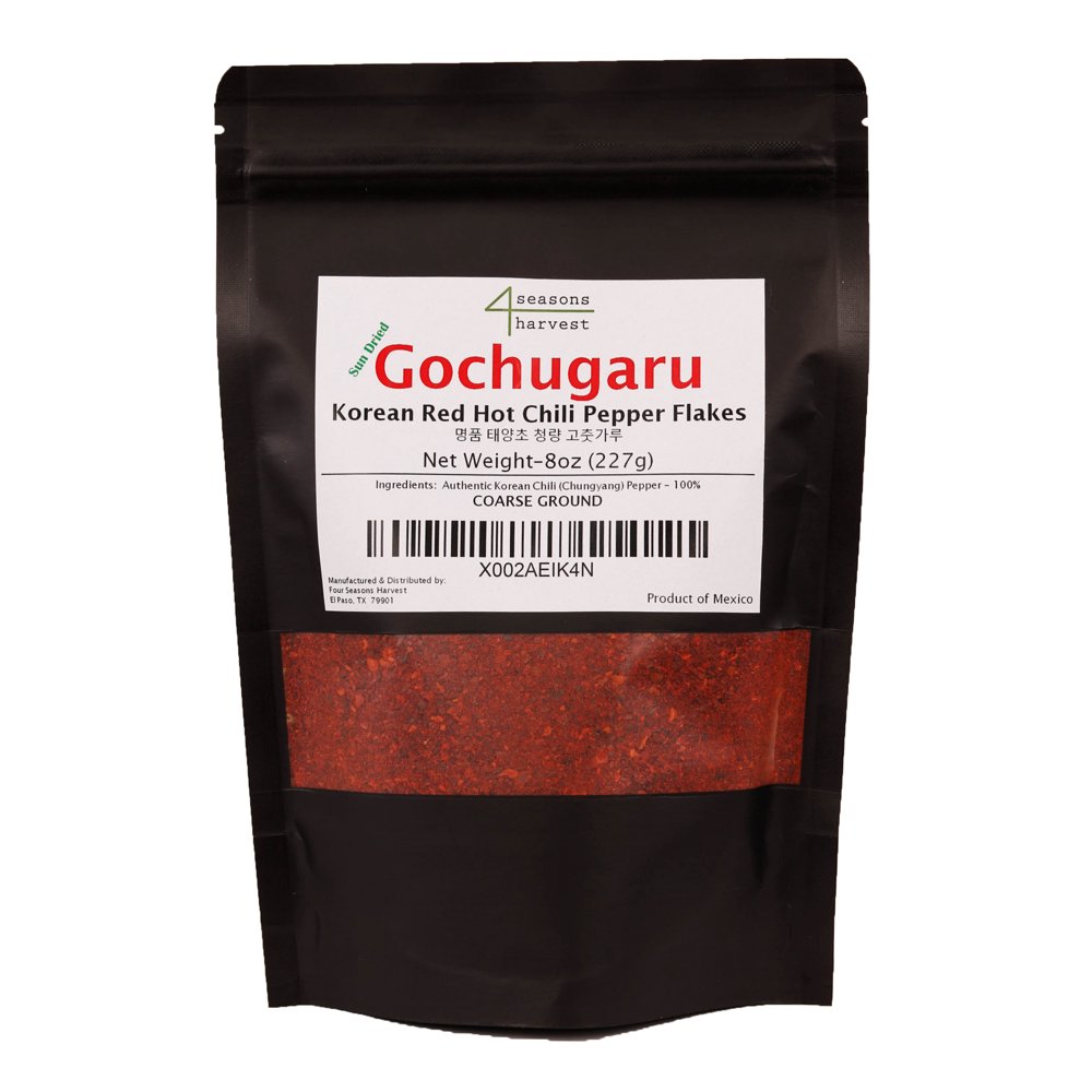 Gochugaru Korean Sun Dried Red Chili Pepper Flakes Coarse Ground 8oz