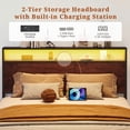 thumbnail image 2 of Bolvdo Queen Size Lodge Medium Density Fiberboard Bookcase Bed with Charging Station, Brown, 2 of 7