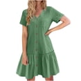 thumbnail image 1 of SMihono Robe d'Été pour Femmes 2024 Grande Taille Vacances Couleur Unie Manches Courtes Fête Plage Robe en Liquidation à Moins de 10!, 1 of 8
