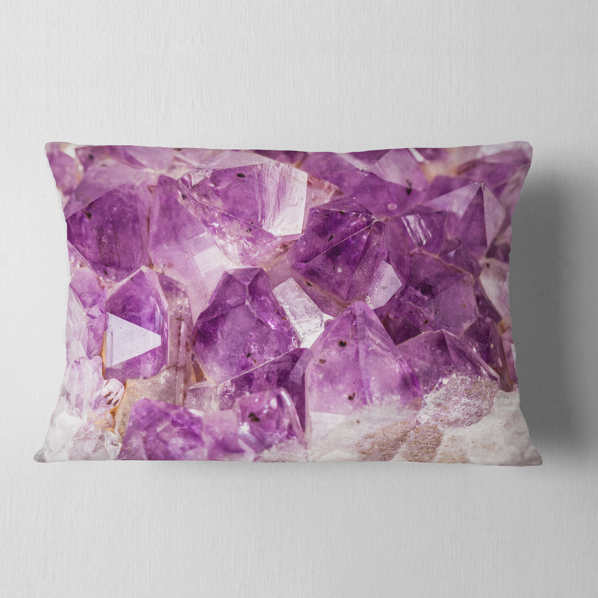 Designart Purple Amethyst Macro - Abstract Throw Pillow - 12x20