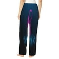 thumbnail image 3 of Disketp Two Human Hands Are Holds Pink Ribbon Awareness Print Women'S Comfy Pajama Pants Casual Drawstring Palazzo Lounge Wide Leg Pants, 3 of 9