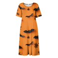 thumbnail image 4 of Women's Halloween Print Casual Dress, Round Neck with Pockets Design , Comfortable Relaxed Fit Fabric for Everyday Wear, Halloween Themed Dress for Women Saffron B 3XL, 4 of 6