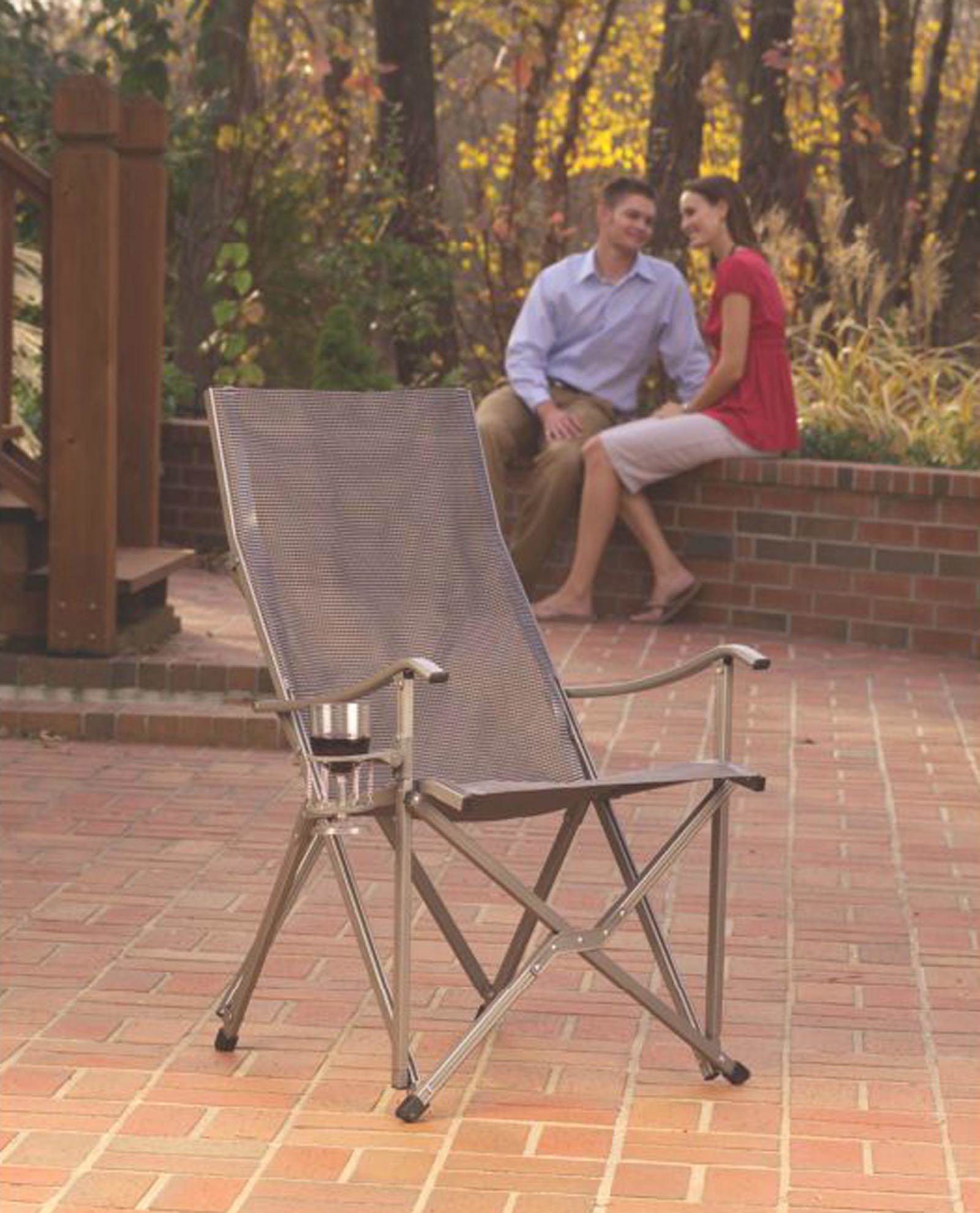 Coleman Patio Weather-Resistant Adult Sling Chair with Drink Holder, Gray - image 5 of 8