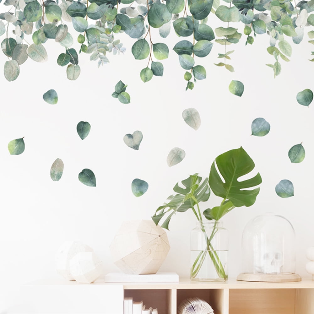Littleduckling Green Leaves Wall Stickers Eucalyptus Leaves Plants Wall