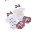 thumbnail image 3 of Spencer Newborn Baby Girl Letter Tops Romper Jumpsuit and Printed Pants with Headband Bodysuit Outfit Clothes Set White & Pink, (#B,100cm), 3 of 8