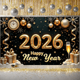 thumbnail image 5 of Gold Theme Happy New Year Banner Snowflake Design 2026 New Year Display Gift Decoration Champagne Festive New Year Backdrop for New Year Party New Year's Eve Family Gathering, 5 of 9