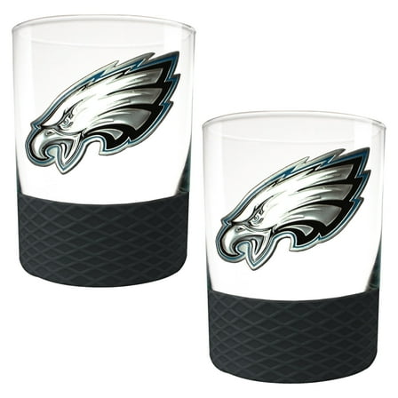 Philadelphia Eagles 2-Pack 14oz. Rocks Glass Set with Silcone Grip