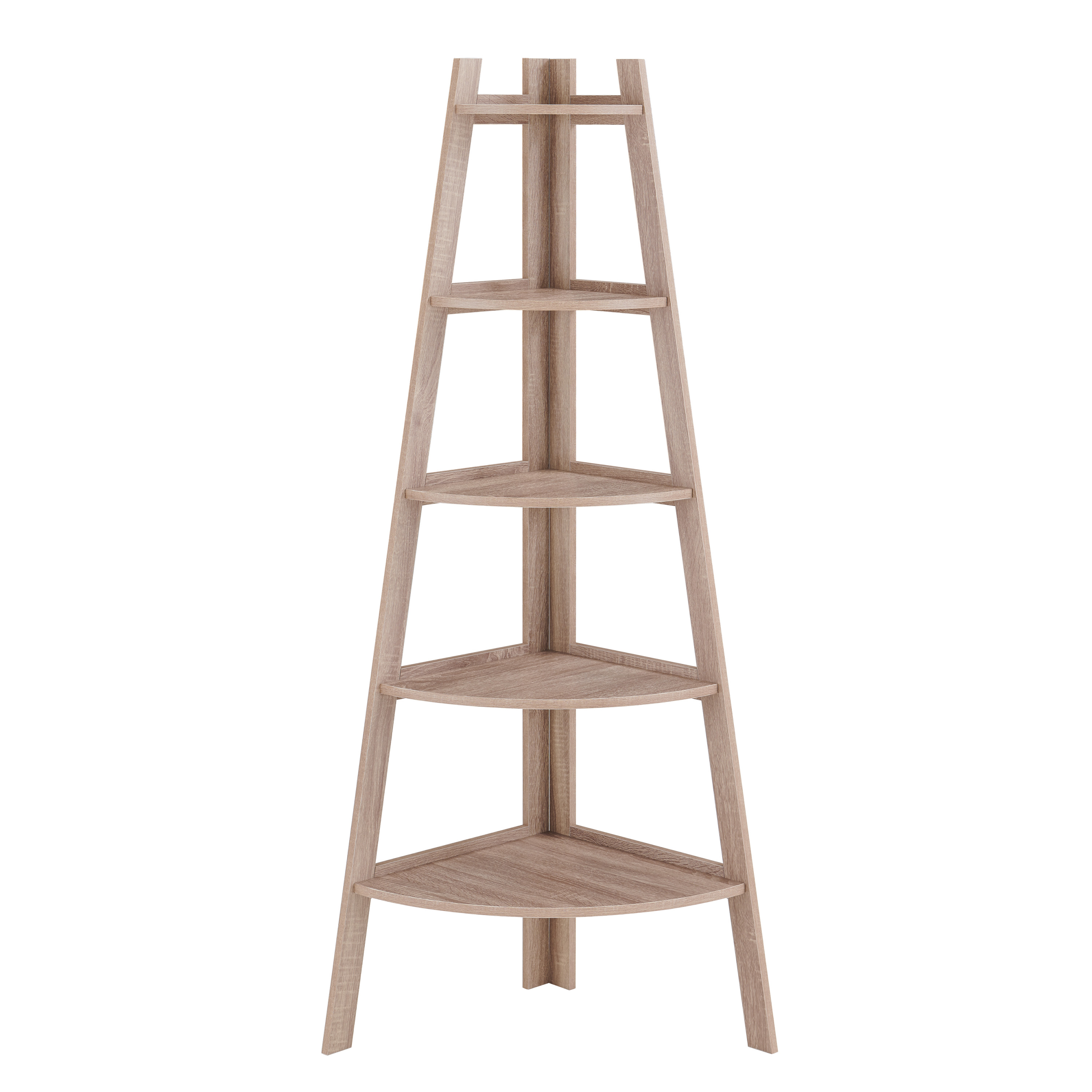 Danya B. Decorative FreeStanding 5Tier Pyramid Corner Ladder Display Shelves Weathered Oak