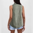 thumbnail image 4 of Green Womens Tops Womens Sleeveless Tops Casual Down Collared Shirt Linen Tank Tops Loose Fit Blouse Work Outfits Shirts for Women, 4 of 6