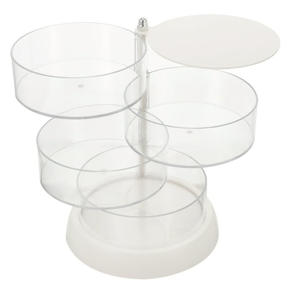 LEORX Rotatable Clear Jewelry Organizer Box 4 Layer Storage for Bracelets and Rings