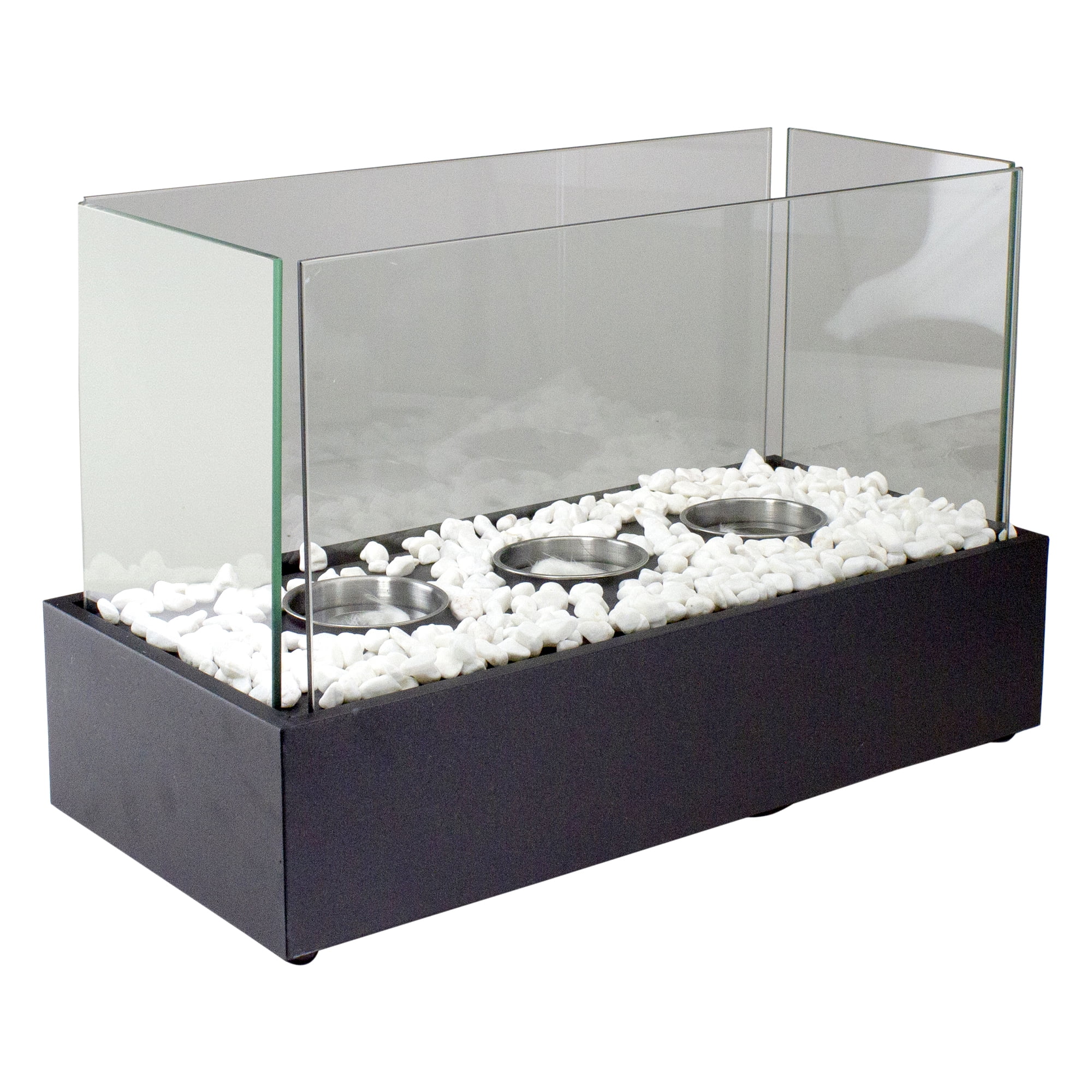 Northlight Bio Ethanol Ventless Portable Triple Fireplace with Flame Guard - 17.75" - Black