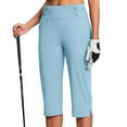thumbnail image 4 of YDDIAN Capris for Women Plus Size Summer Stretch High Waisted Capri Pants Cropped Business Work Pants Casual Petite Slacks Yoga Pants with Pockets Light Blue XXL, 4 of 7