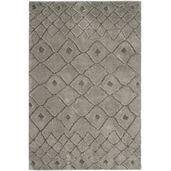 SAFAVIEH Sparta Alexus Geometric Polyester Shag Area Rug, Grey, 5'1" x 7'6"
