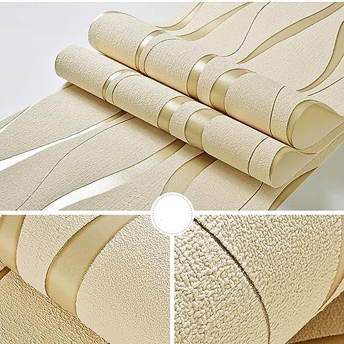 Q QIHANG Modern Minimalist 3D Curve Water Ripple Three-Dimensional Flocking Non-Woven Wallpaper Bedroom Living Room TV Background Wall Shop Decoration20.87 Wx393.7 L Non-Pasted (Be