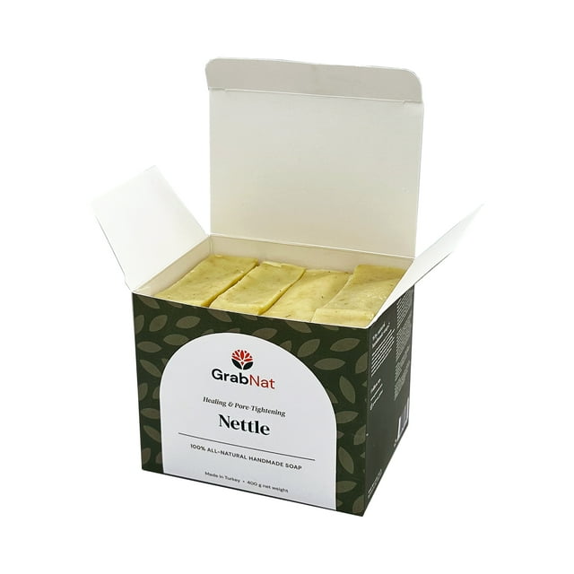 4-Pack Nettle Soap (4x100g) | Handmade, All-Natural, Cold-Processed, Plant-Based | Clarifying & Revitalizing for Face & Body | Suitable for All Skin Types