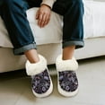 thumbnail image 5 of POLERO Women's Purple Halloween Floral Print Slippers for Women Thick Sole Platform Slippers with Fleece Lined Winter Indoor House Bedroom Shoes, Size 7-8, 5 of 7