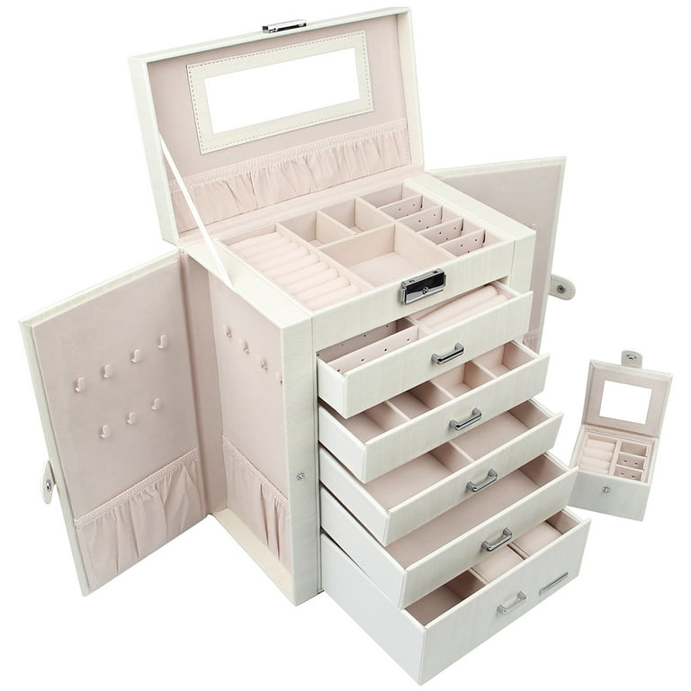 Mllieroo Functional Huge Jewelry Box Organizer 2 in1 Leather