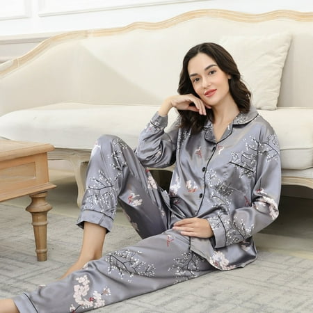 

Women‘s Floral Print Comfortable Two-piece Set Long Sleeve Tops & Pants Pajama Sets