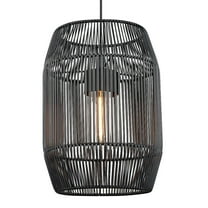 Golden Lighting Seabrooke 1-light Outdoor Pendant in Natural Black and Black Composite Wicker