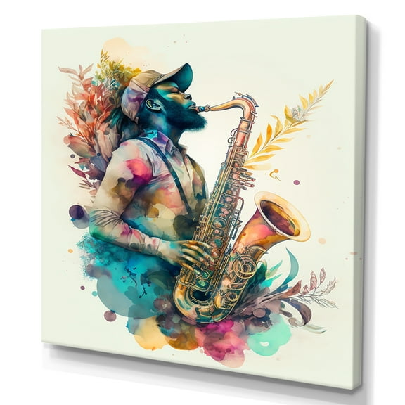 Designart Music Saxophone Player I Canvas Wall Art