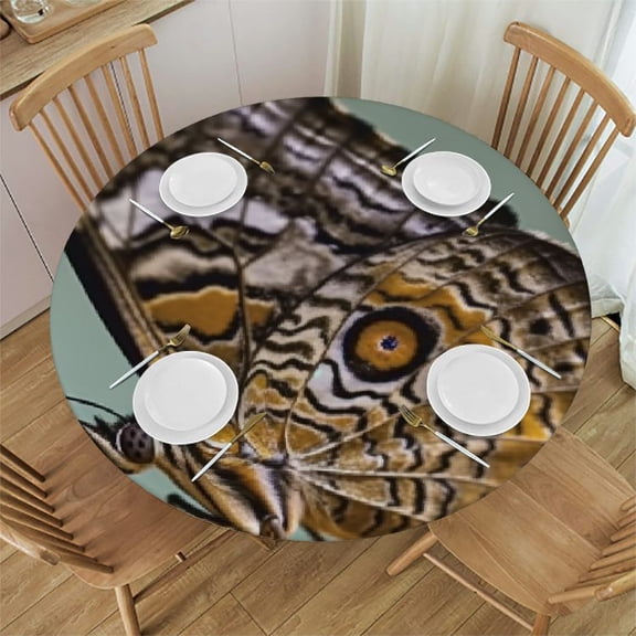 Round Fitted Tablecloth, Elastic Tablecloth for Round Tables, Waterproof Wipeable