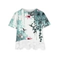 thumbnail image 3 of AJTQTH Tshirts for Girls Stylish Floral Print Short Sleeve Tees Cute Lace Patchwork Round Neck Blouses Summer Tops Multicolor#01 3 Years, 3 of 4
