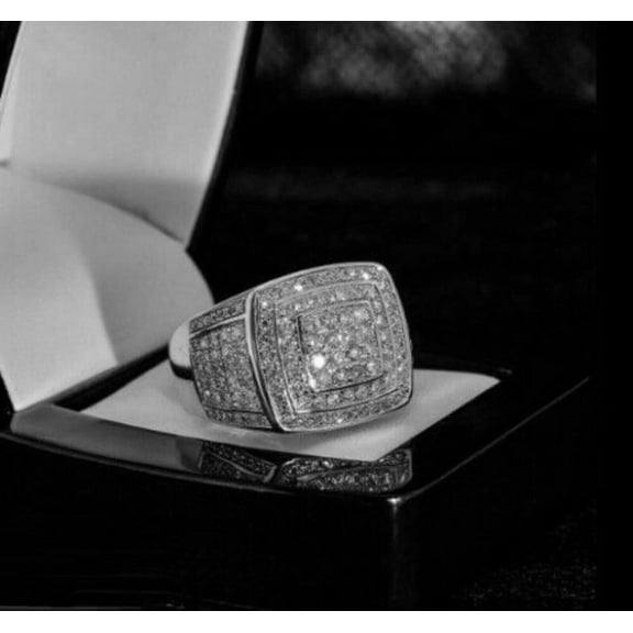 2 Ct Lab-Created Diamond Men's Wedding Band Ring 14K White Gold Plated Silver