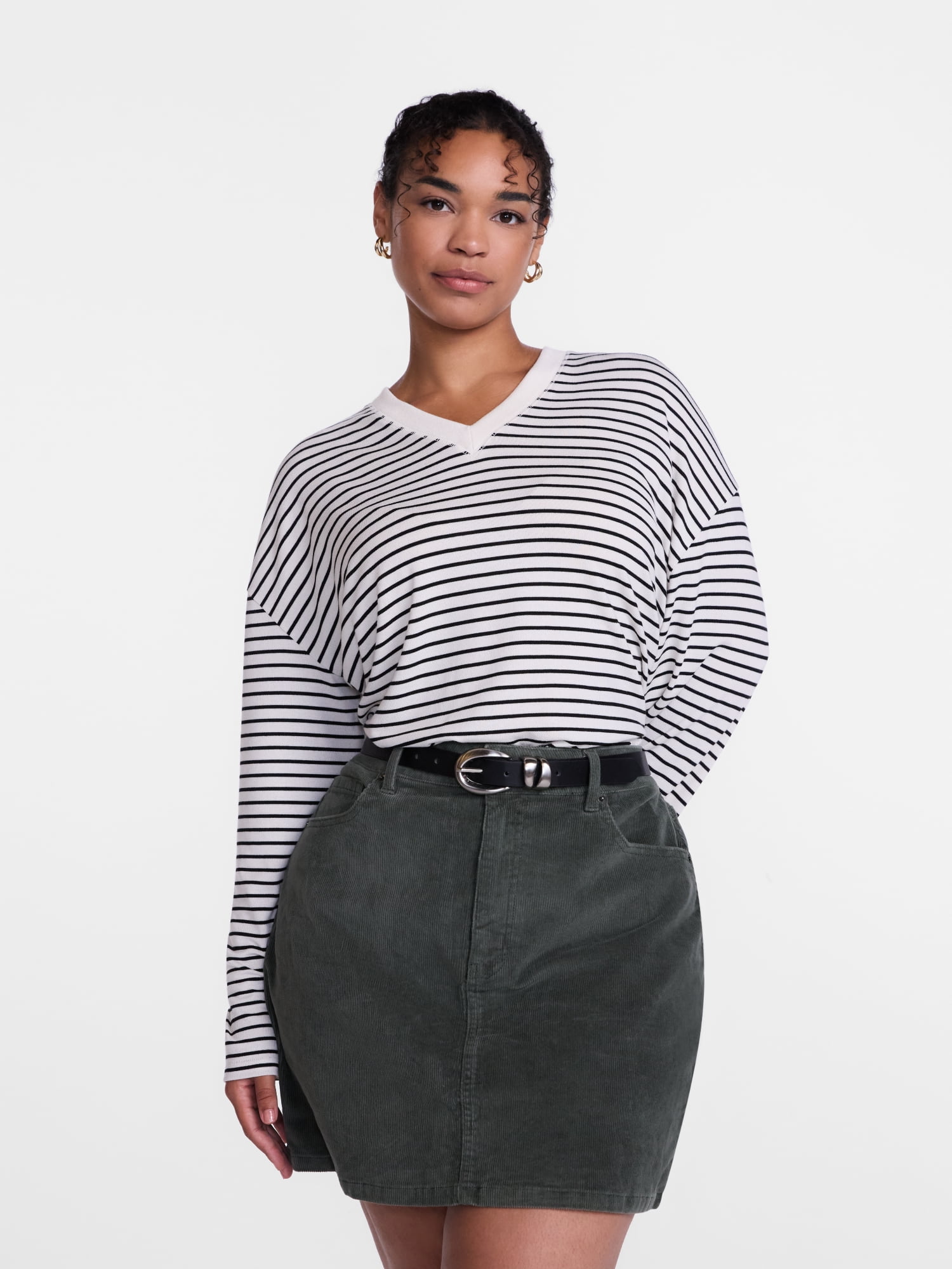 Scenario Women's and Women's Plus Relaxed Tee with Long Sleeves, Sizes XS-4X