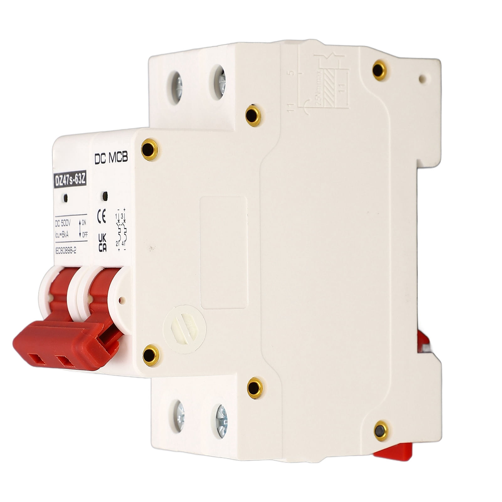 DC Circuit Breaker Short Circuit Protection Arc Extinguishing Miniature Circuit Breaker DC 500V 2P 20A