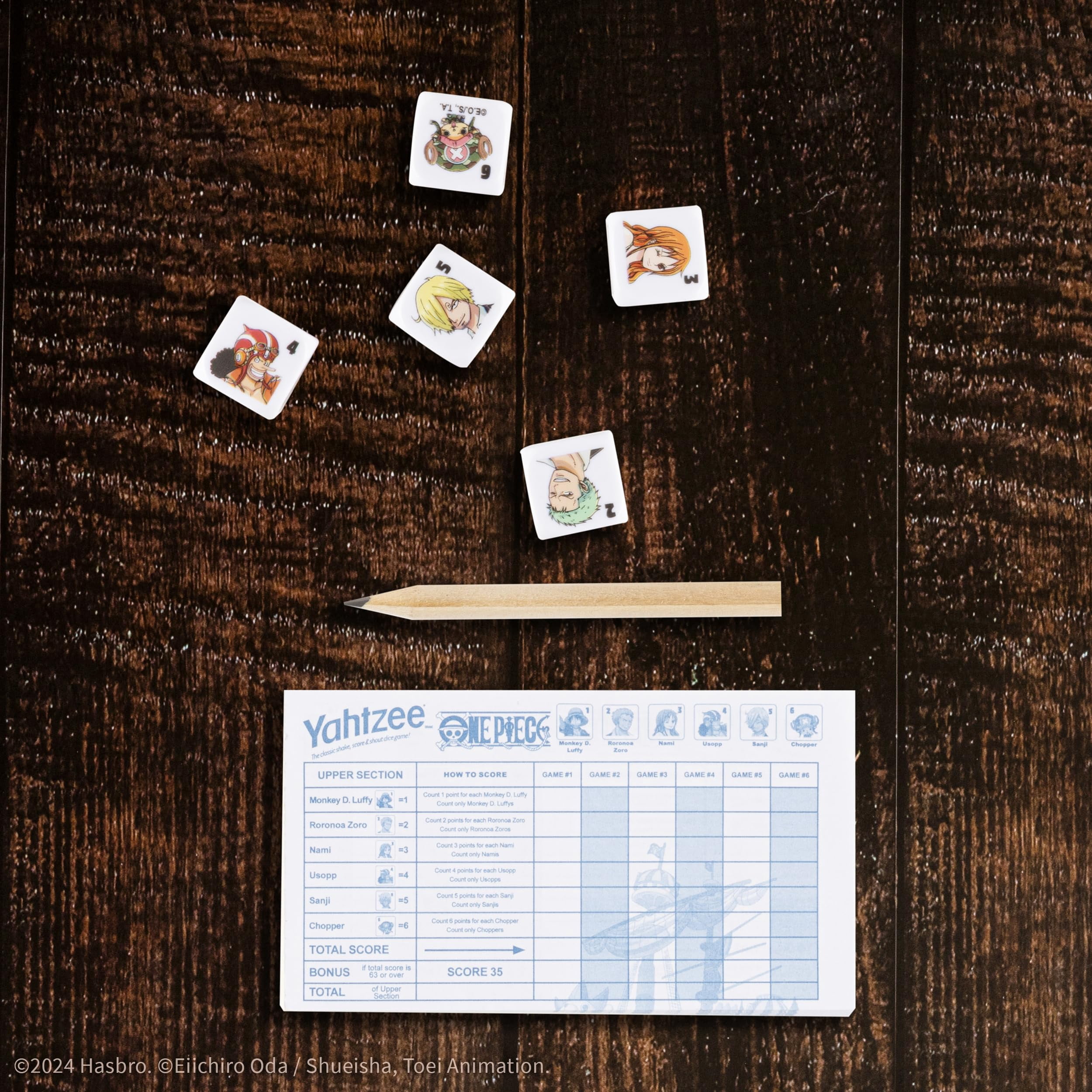 YAHTZEE: One Piece - Classic Family Dice Game, Collectible Edition Straw Hat Head Dice Cup, Officially Licensed, Family & Kids Ages 8+, 1+ Players