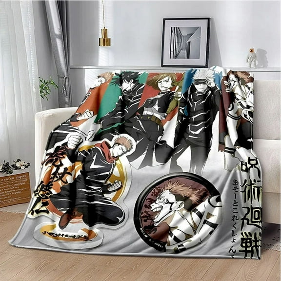 Cartoon Anime Jujutsu Kaisen Throws Blanket Super Soft Featuring Yuji,Megumi,obara and Satoru Gojo Blanket for Travel Beding Bed